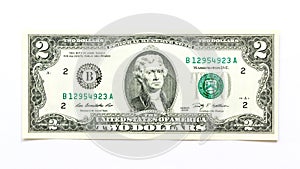 Two Dollar Bill in White Background