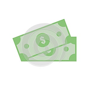 Two dollars banknotes. Banking payment. Finance. Cash. Geen paper. Flat design. EPS 10