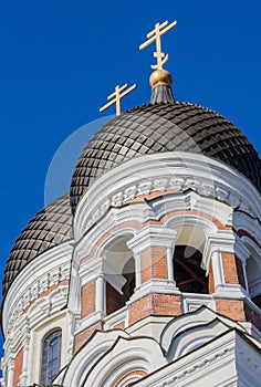 Two domes of the Aleksandr Nevsky cathedral in Tallinn