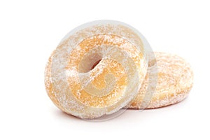 Two donuts on white