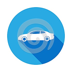 two door car icon with long shadow. Premium quality graphic design icon with long shadow. Signs and symbols can be used for web,