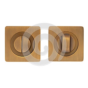 Two door decorative covers of a square shape with a twist mechanism in a coffee shop