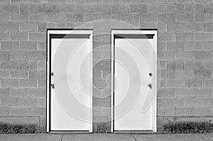 Two Doors Brick Wall