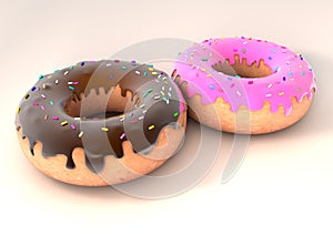 Two doughnuts on a white counter