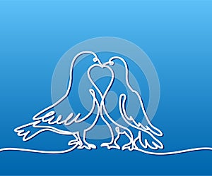 Two doves logo. White on blue gradient background