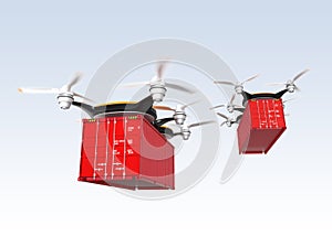 Two drone carrying cargo containers