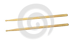 Two drumsticks over white with clipping path