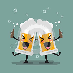 Two drunk beer glasses character