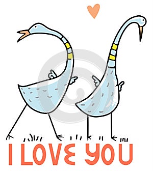 Two duck with love in the garden vector design