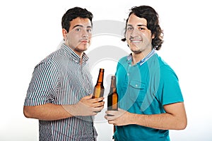 Two dudes with beers