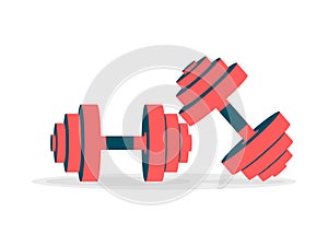 Two dumbbell icons on a white background. Fitness equipment. Vector