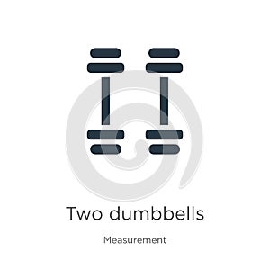 Two dumbbells icon vector. Trendy flat two dumbbells icon from measurement collection isolated on white background. Vector