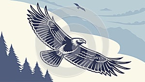 Two Eagles Flying Sky, Freedom and Power, vector design Generative AI