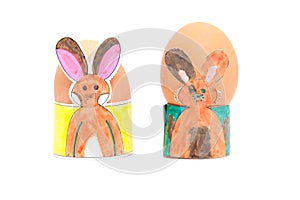 Two easter egg holders made by children