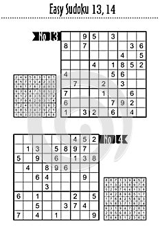 Two easy level sudoku puzzles, No 13 and 14