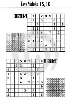 Two easy level sudoku puzzles, No 15 and 16