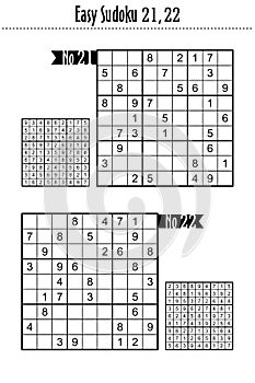 Two easy level sudoku puzzles, No 21 and No 22