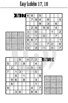 Two easy level sudoku puzzles, No 17 and No 18 photo