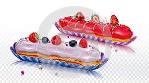 Two Eclair cake with icing