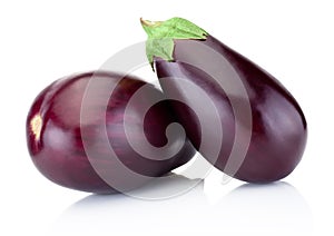 Two eggplant isolated on white background