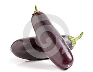 Two eggplant isolated on white background macro