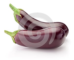 Two eggplants isolated on white background