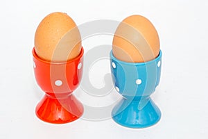 Two eggs in egg holders