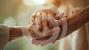 Elderly Hands in Close Touch.AI generated image