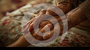 The elderly hands holding.AI generated image