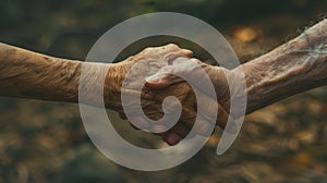 The elderly hands holding together.AI generated image