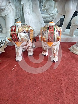 Two Elefant Made Of Ston In West Bengal