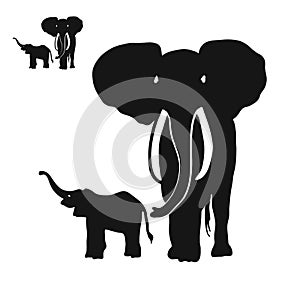 Two Elephants Silhouettes