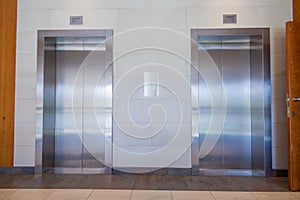 Two elevator doors closed