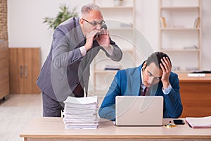 Two employees working in the office