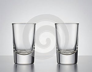 Two Empty Glasses for Chupito and Shot on White Background