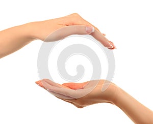 Two empty open hand isolated on white background