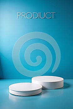Two Empty Round White Platforms Stacked