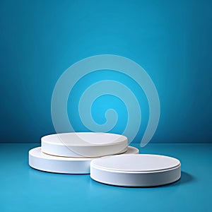 Two Empty Round White Platforms Stacked