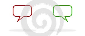 Two empty speech bubbles red and green