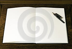 Due vuoto bianco pagine un penna 