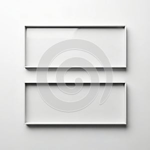 Two empty white picture frames on a wall