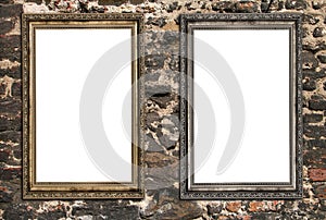 Two empty wooden frames