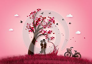 Two enamored under a love tree. photo