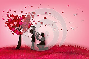 Two enamored under a love tree photo