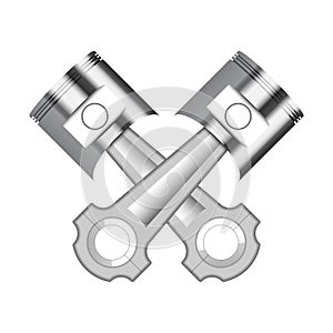 Two engine piston isolated on white background, vector