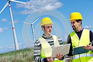 Two Engineers in a Wind Turbine Power Station