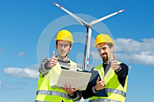 Two Engineers in a Wind Turbine Power Station