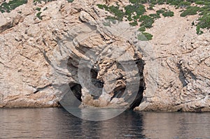 Two caves carved by the ocean