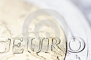 Two euro coin macro detail