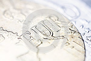 Two euro coin macro detail